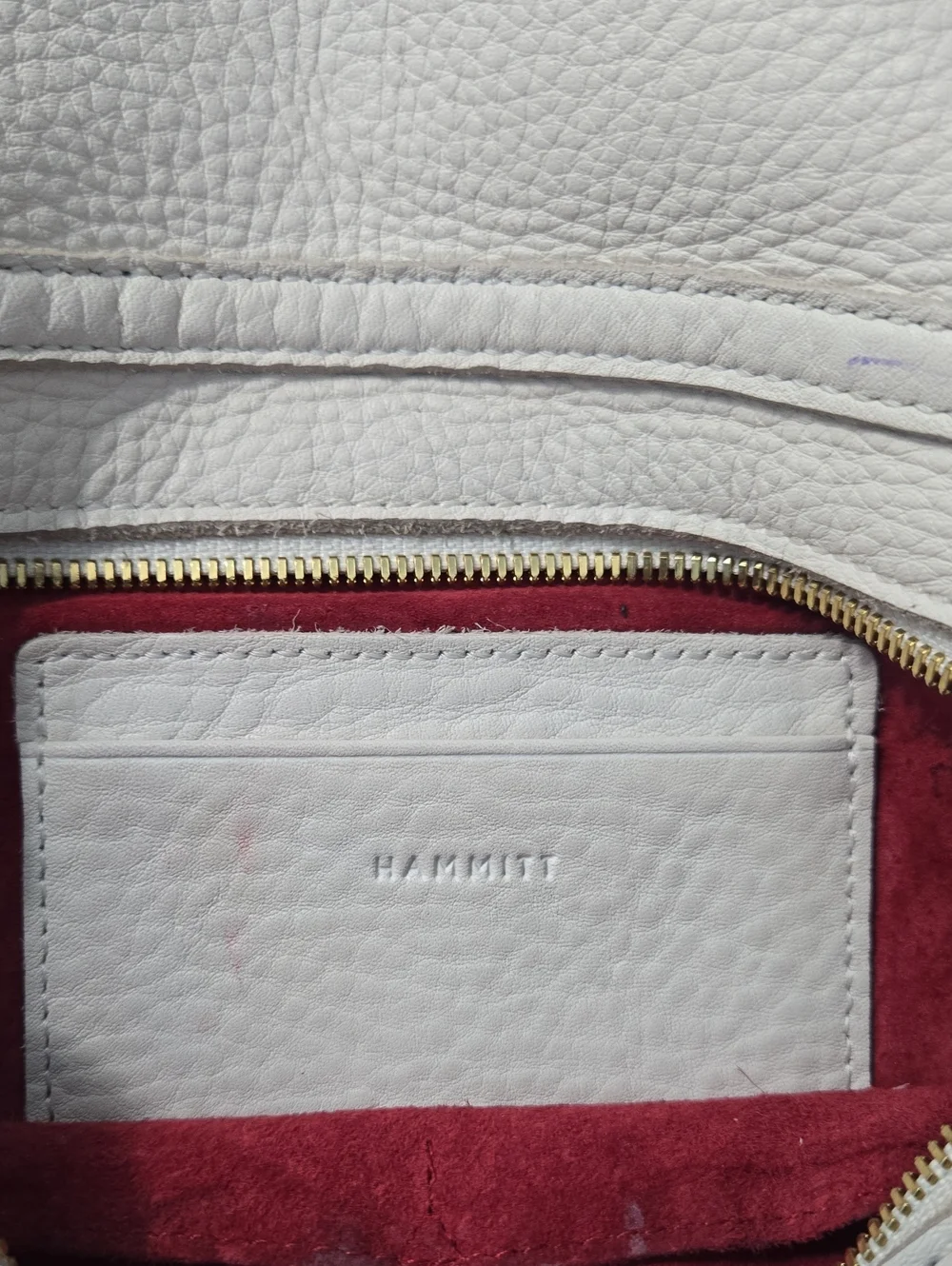 HAMMITT VIP Crossbody Clutch Medium Pebbled Leather Off White Brushed Gold